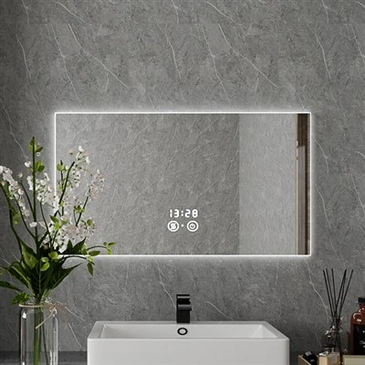دیوار مستطیل شکل نصب شده LED حمام غرور آینه با ضد مه و Dimmable